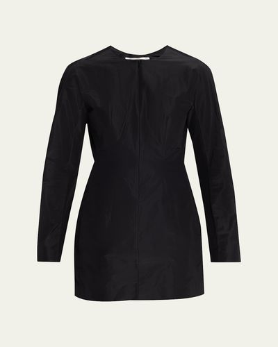 THE ROW Elione Long-Sleeve Silk Taffeta Top