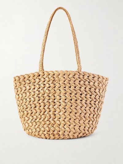 THE ROW Estelle leather-trimmed raffia tote