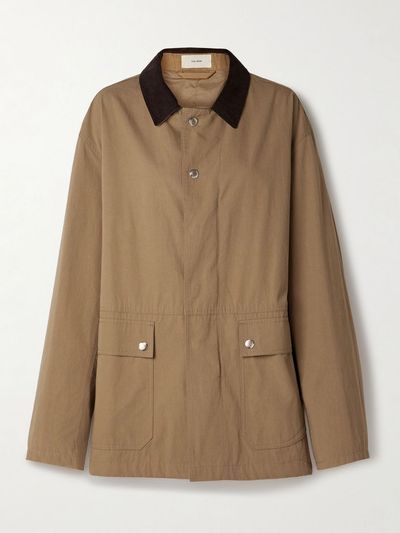 THE ROW Frank corduroy-trimmed cotton-canvas jacket
