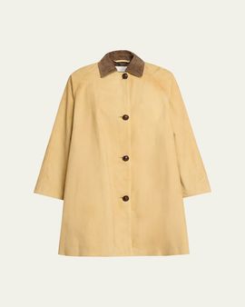 THE ROW Ina Corduroy Collar Single-Breasted Car Coat