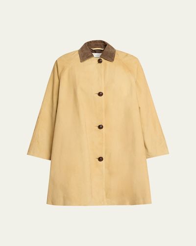 THE ROW Ina Corduroy Collar Single-Breasted Car Coat