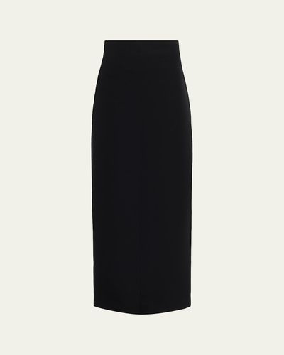 THE ROW Iphora Wool Crepe Slit Midi Skirt