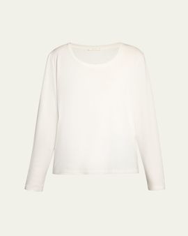 THE ROW Kalto Scoop-Neck Cotton Jersey Long-Sleeve T-Shirt