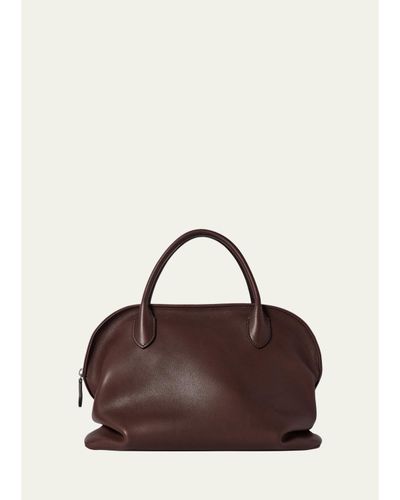 The Row Kew Bowling Top-Handle Bag in Saddle Leather