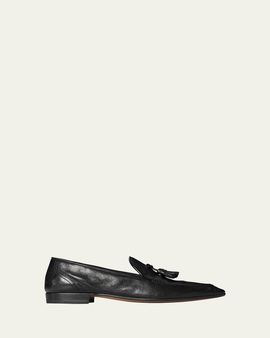 THE ROW Men's Caden Grained Leather Tassel Loafers
