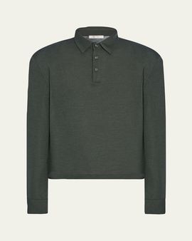 THE ROW Men's Reyes Wool Silk Polo Shirt