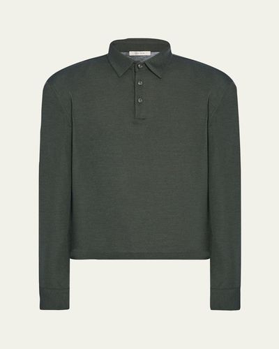 THE ROW Men's Reyes Wool Silk Polo Shirt