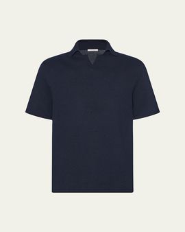 THE ROW Men's Savane Cotton-Cashmere Polo Shirt