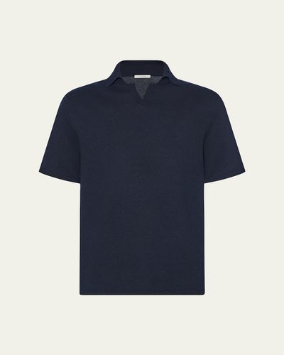 THE ROW Men's Savane Cotton-Cashmere Polo Shirt