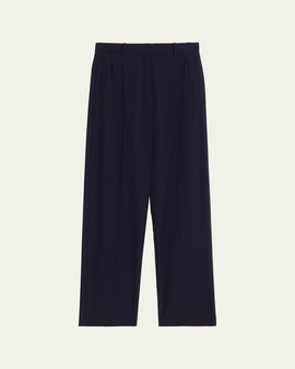 THE ROW Mune Double-Pleated Wool Straight-Leg Pants