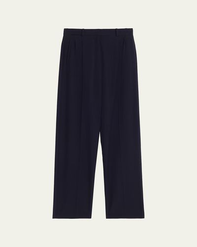 THE ROW Mune Double-Pleated Wool Straight-Leg Pants