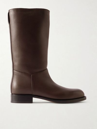 THE ROW Nobilis textured-leather ankle boots
