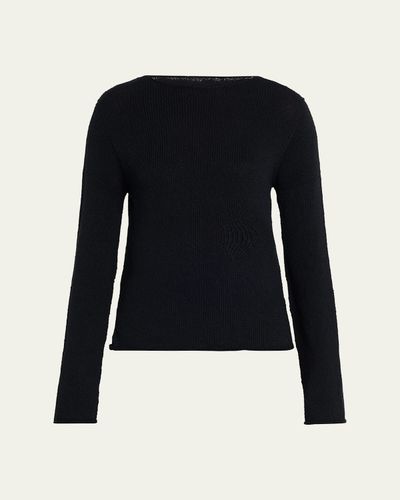 THE ROW Omiko Cotton-Linen Knit Long-Sleeve Top