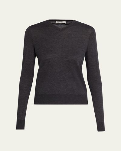 THE ROW Ondre Cashmere-Silk Knit V-Neck Top
