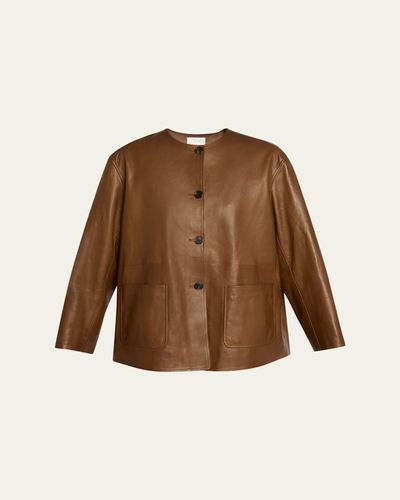 THE ROW Quintus Leather Single-Breasted Jacket