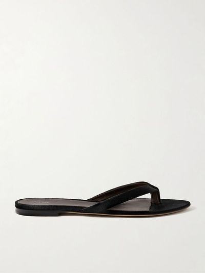 THE ROW Sacha Flat Thong velvet sandals