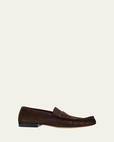 The Row Soft Suede Moccasin Loafers