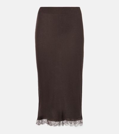 The Row The Row Indira lace-trimmed silk-blend midi skirt