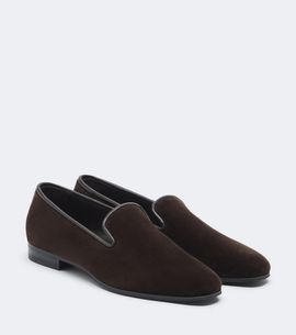 The Row The Row Marc leather-trimmed velvet loafers