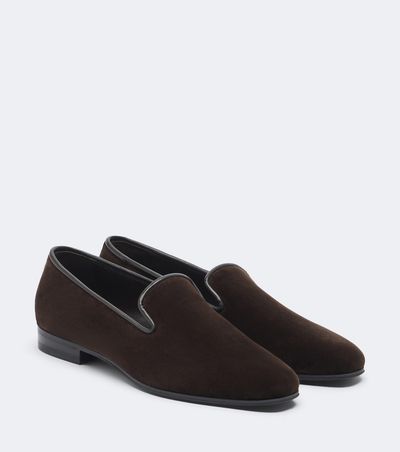 The Row The Row Marc leather-trimmed velvet loafers