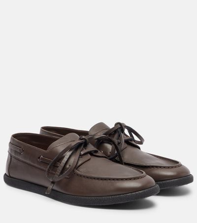 knee length dresses for ladies The Row Women's Vasko Leather Lacquer Brown Slip Ons main image 1