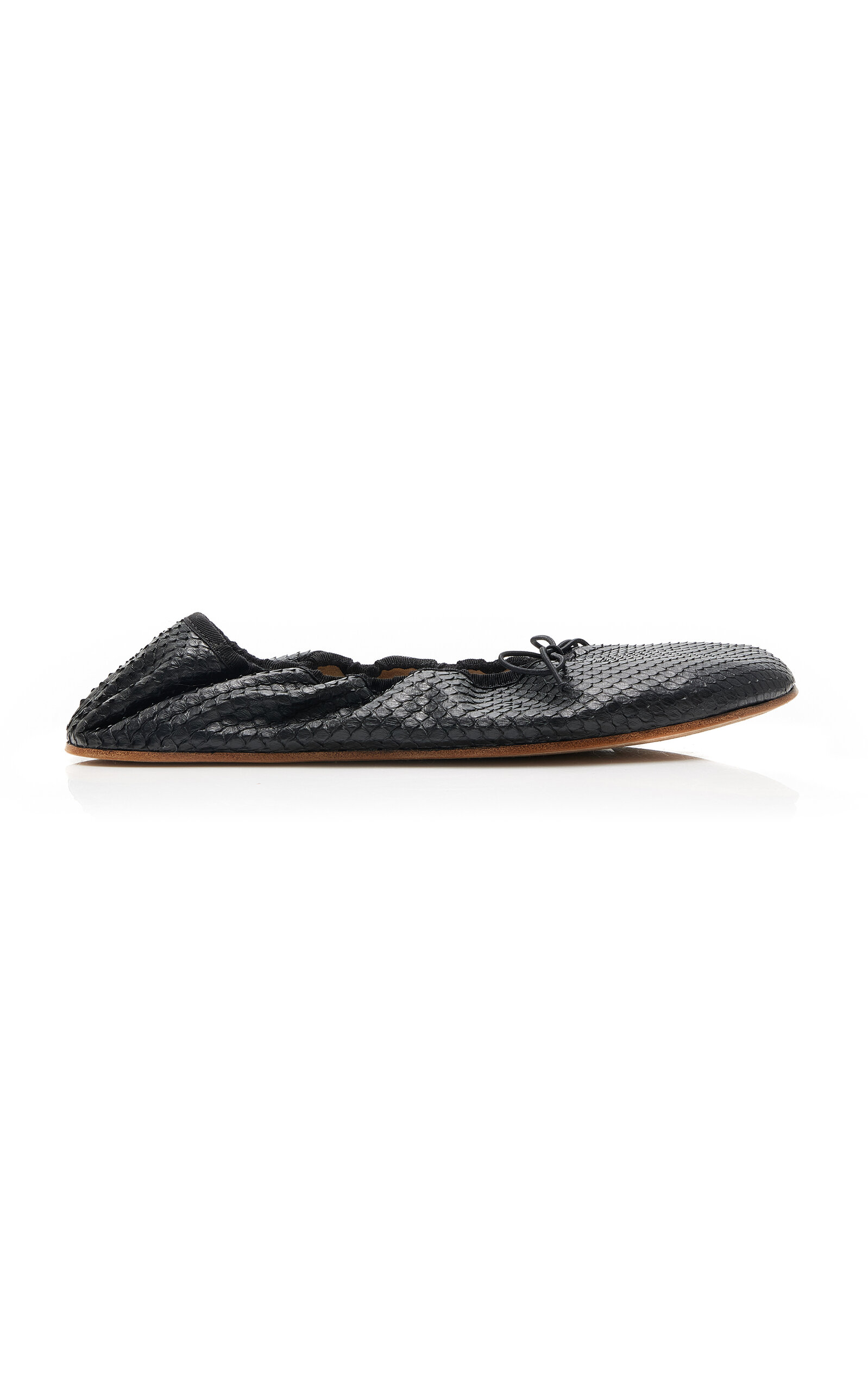 The Row The Row Round SnakeEffect Leather Ballet Flats