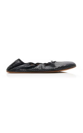 The Row The Row Round SnakeEffect Leather Ballet Flats