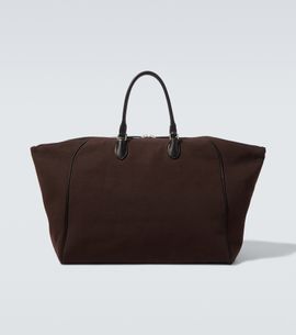 The Row The Row Timo leather-trimmed canvas tote bag