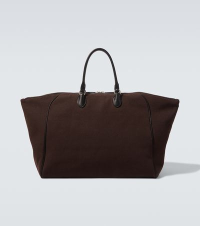 The Row The Row Timo leather-trimmed canvas tote bag