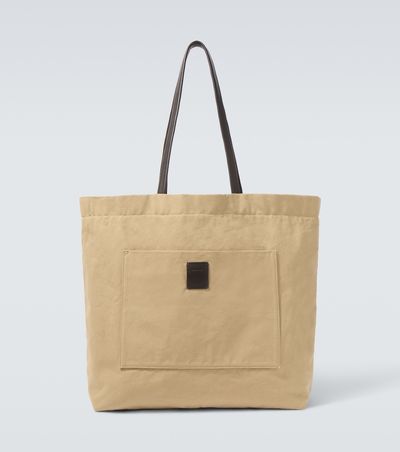 The Row The Row Tori leather-trimmed canvas tote bag