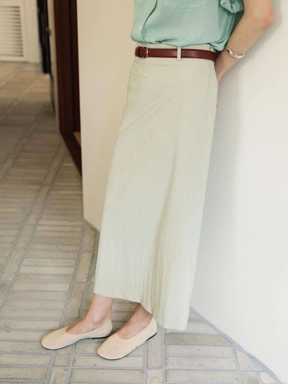 THE RYE Back Slit Long Skirt_Green