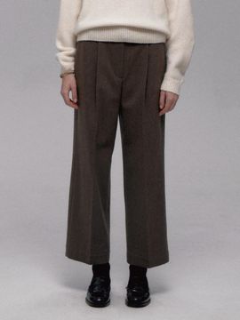 THE RYE Belted Wool Slacks (Brown)