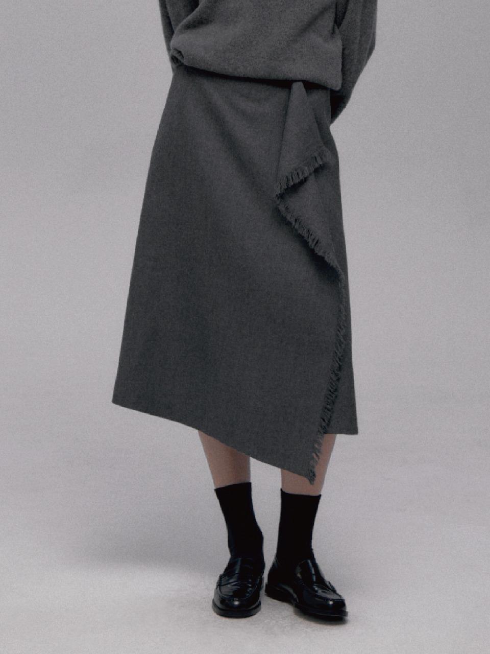 THE RYE Botton Wrap Skirt (Gray)