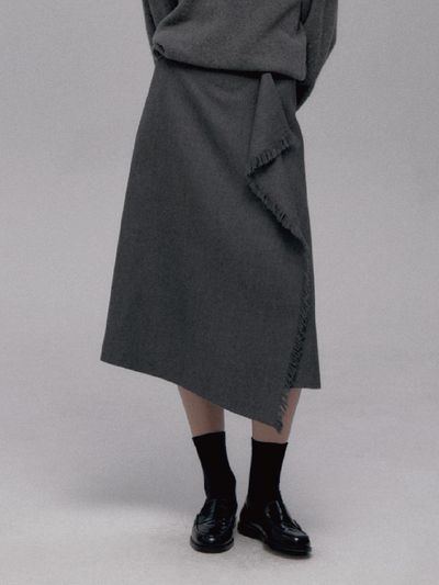 THE RYE Botton Wrap Skirt (Gray)