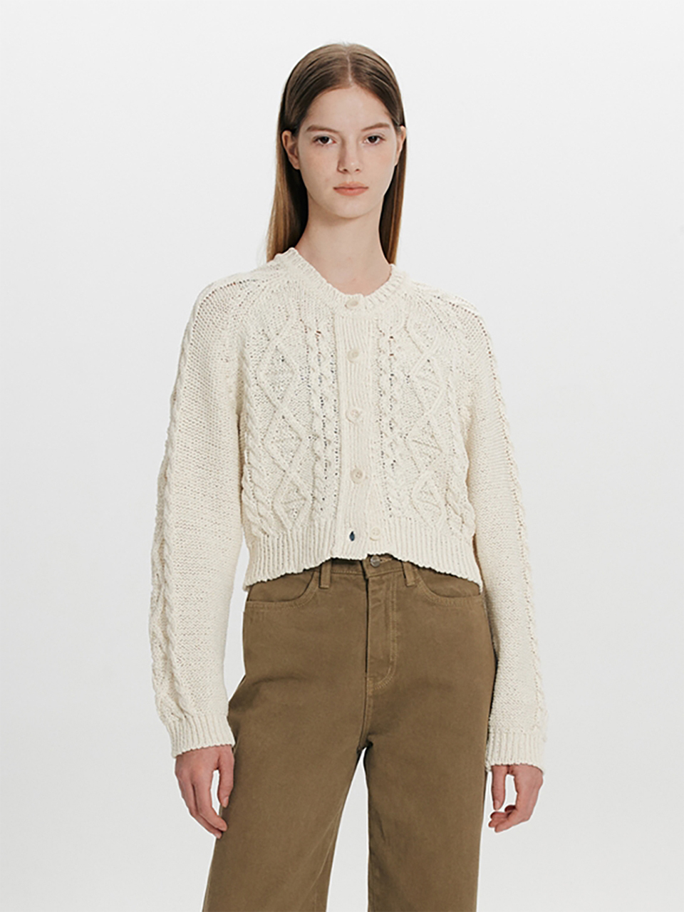 THE RYE Cable Cropped Cardigan