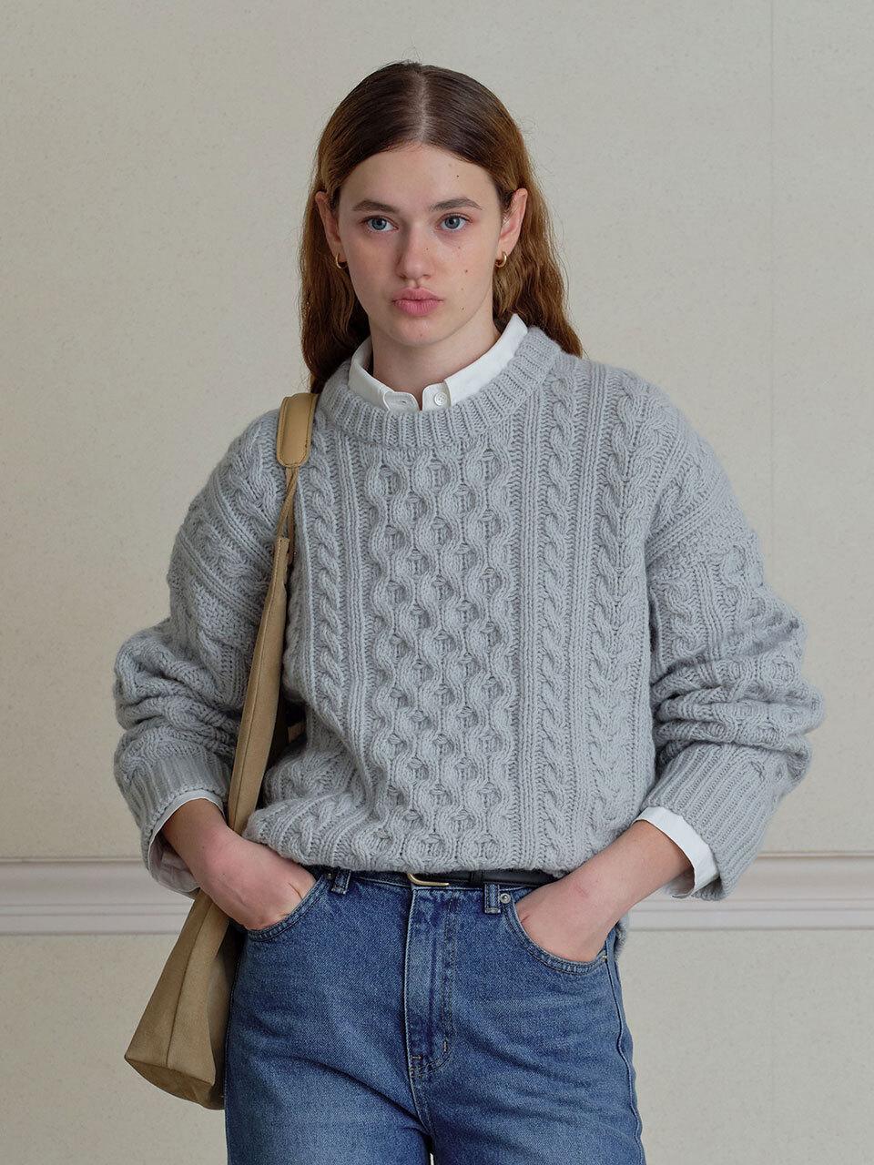 THE RYE Cable Pullover Knit (Mint)