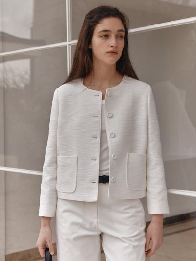 THE RYE Classic Tweed Jacket (White)