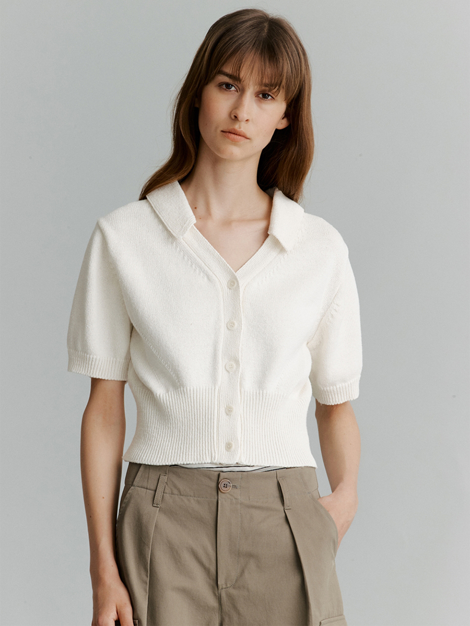 THE RYE Collar Half Sleeve Cardigan