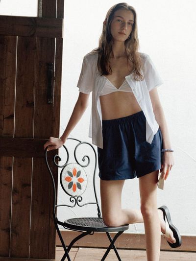 THE RYE Cotton Easy Sweat Shorts(Navy)