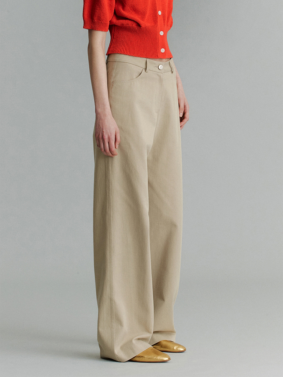 THE RYE Cotton Straight Pants _Beige