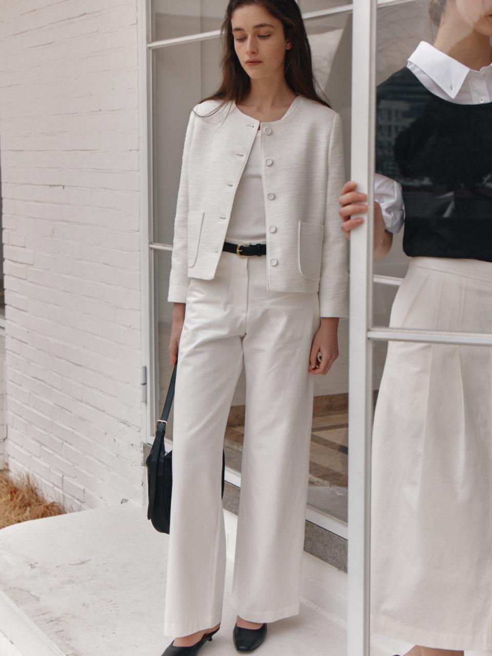 THE RYE Cotton Straight Pants (White)