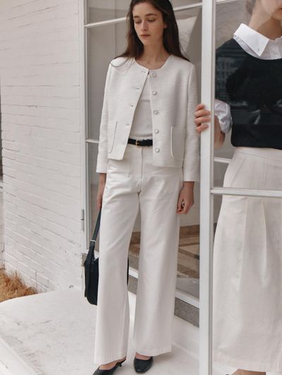 THE RYE Cotton Straight Pants (White)