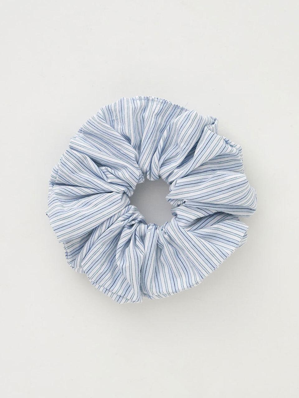 THE RYE Cotton Stripe M Scrunchie [Blue]