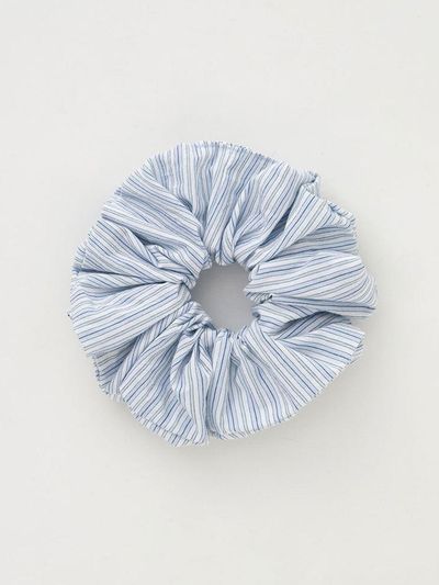 THE RYE Cotton Stripe M Scrunchie [Blue]