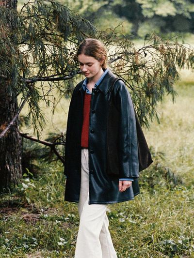 THE RYE Leather Half Trench Coat (Black)