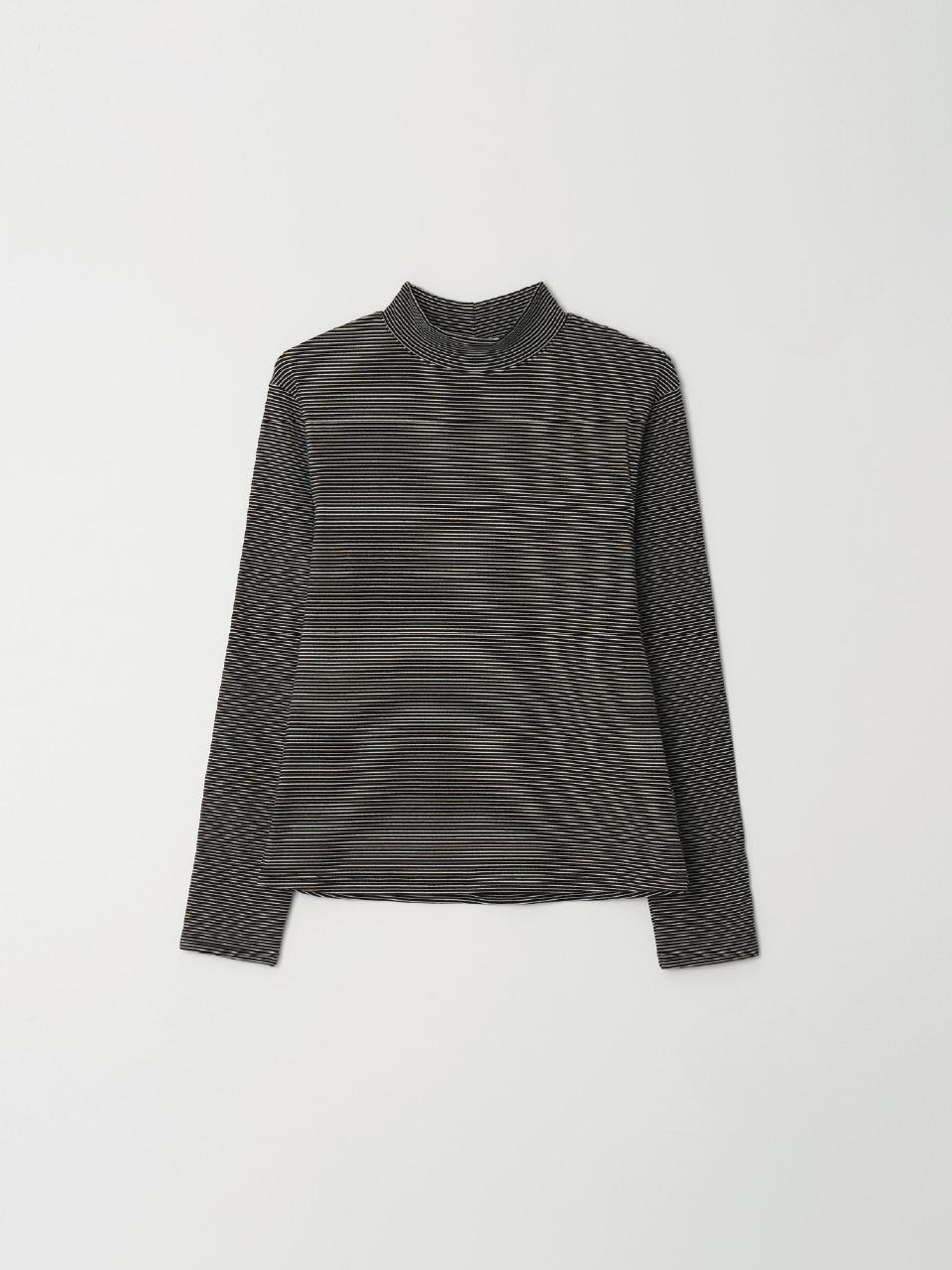 THE RYE Stripe Half Turtle - neck Top (Black)