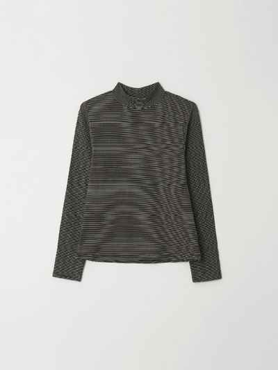 THE RYE Stripe Half Turtle - neck Top (Black)