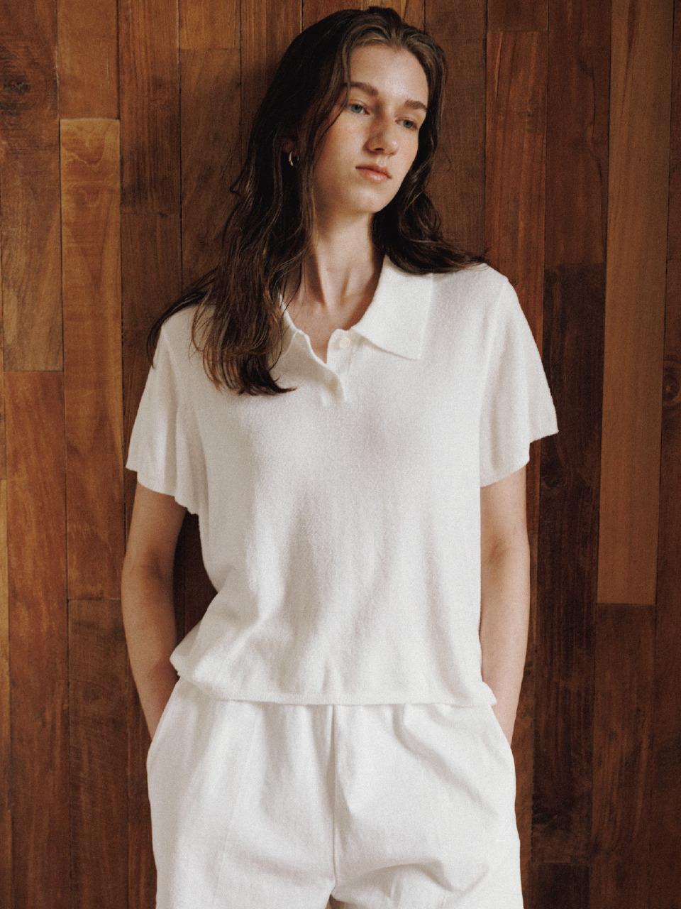 THE RYE Terry Collar T-shirts(White)