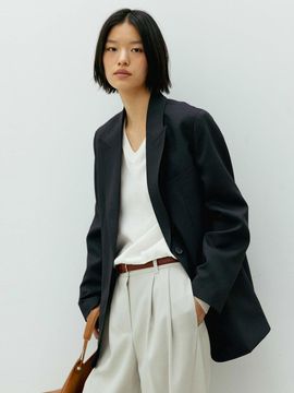 THE RYE Two-Button Single Blazer (Dark Navy)