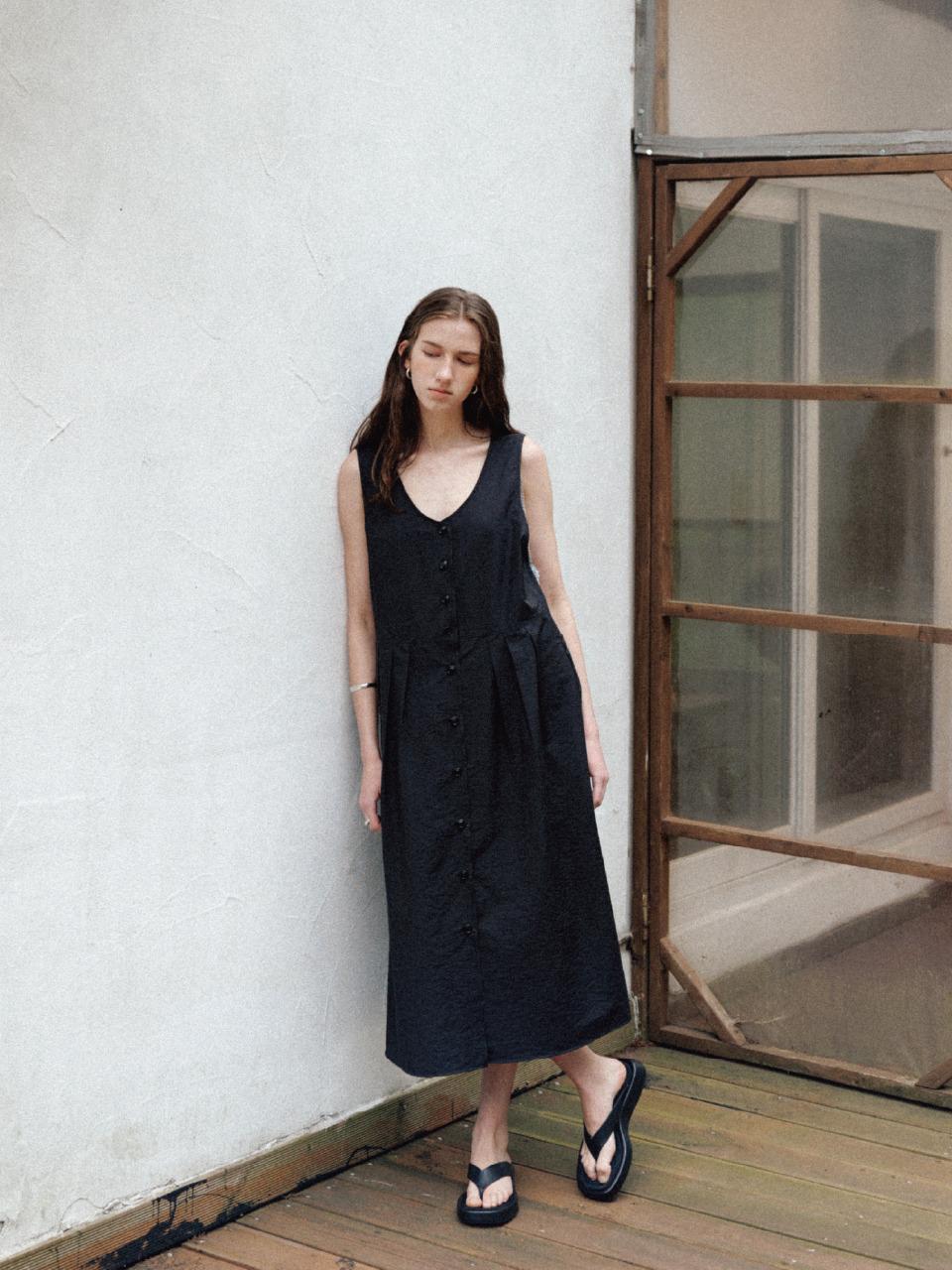 THE RYE Volume Button-up Dress(Black)